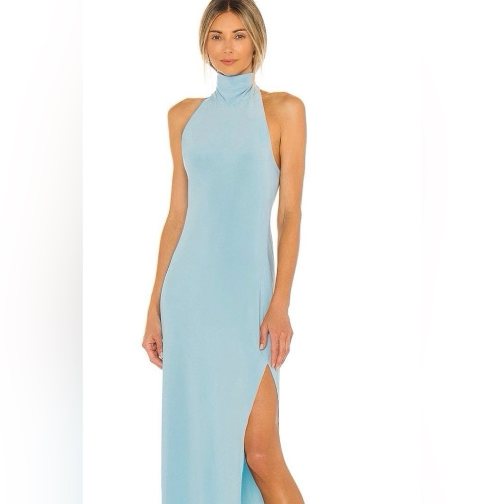 Norma Kamali Halter Turtle Side Slit Down